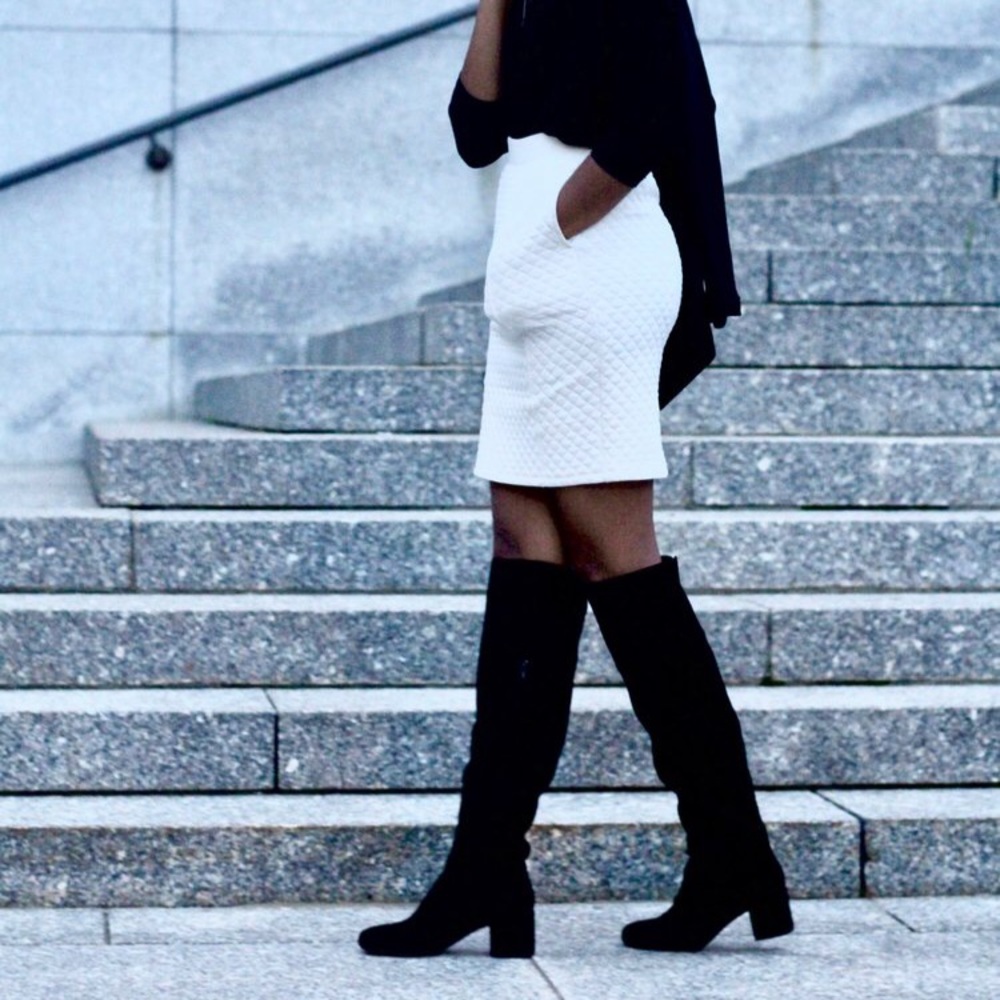 Clarks Over The Knee Black Suede Boots 7.5